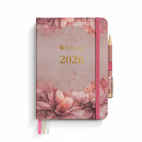 Flowers A5 Diary Silcare 2026 with Elastic + Pen