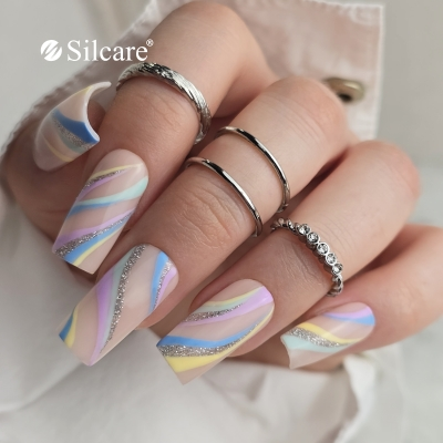 Soap nails 2025 Kolorowe Swirl Nails z efektem FLASH