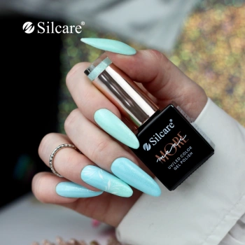 Light blue nails with subtle decoration