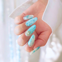 Mermaid style nails - blue shades and ocean shimmer