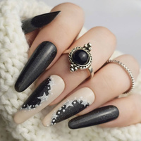 Winter black and beige nails - elegance and contrast in a cool, seasonal look