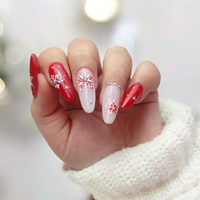 White Christmas nails with red - subtle classic in a winter edition