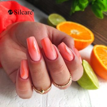 Orange hybrid nails