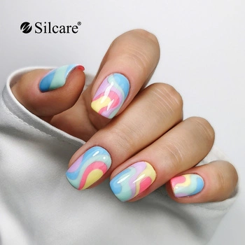 Trendy spring manicure in pastel colors