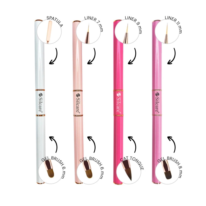 Double-sided brush for gel No. 8 and nail art No. 11
