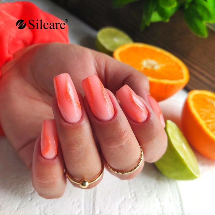 Orange hybrid nails