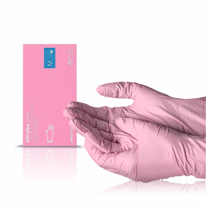 Guanti in nitrile Nitrylex Rosa chiaro M 100 pz.