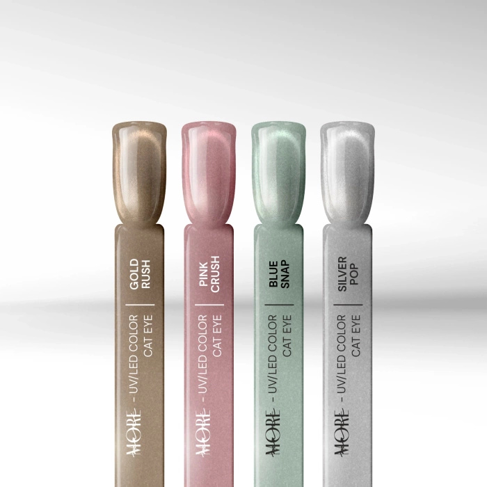 Zestaw lakierów hybrydowych maniMORE Cat Eye (4 x 10 g) + Magnes Gratis