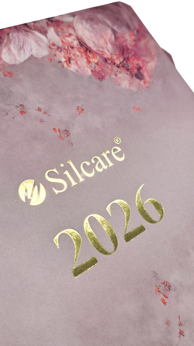 Blumen A5 Buchkalender Silcare 2026 mit Gummiband + Stift