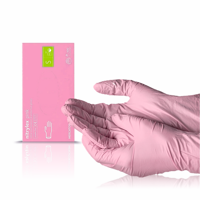 Guanti in nitrile Nitrylex Rosa chiaro S 100 pz.