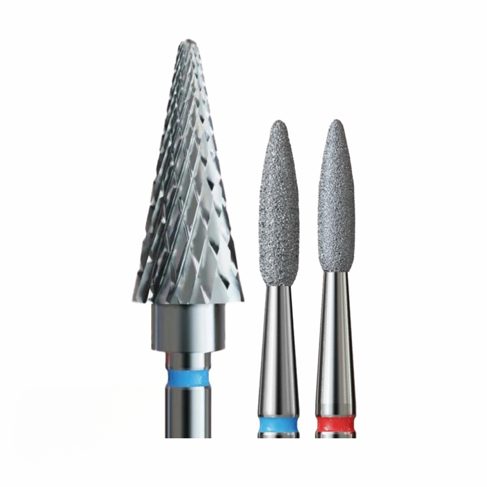 Set IQ Nails - 5-in-1 Hartmetallfräser und Diamant-Flammenfräser - sanft und universell