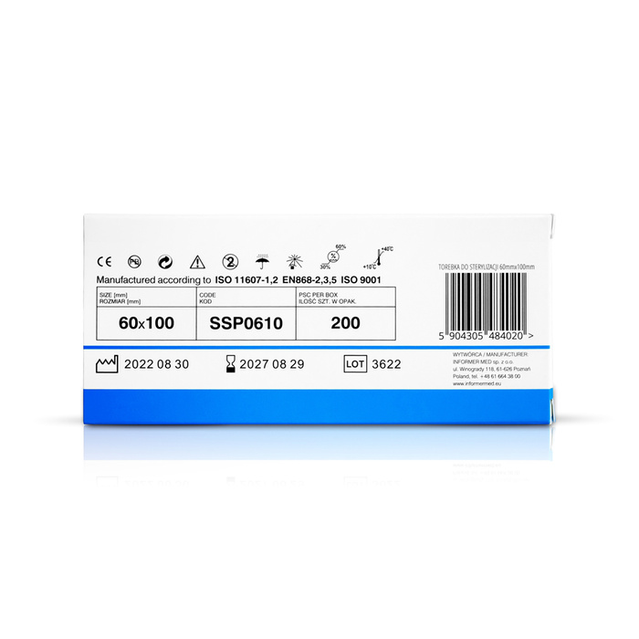 Buste per la sterilizzazione degli strumenti in autoclave 90x230 mm 200 pz.
