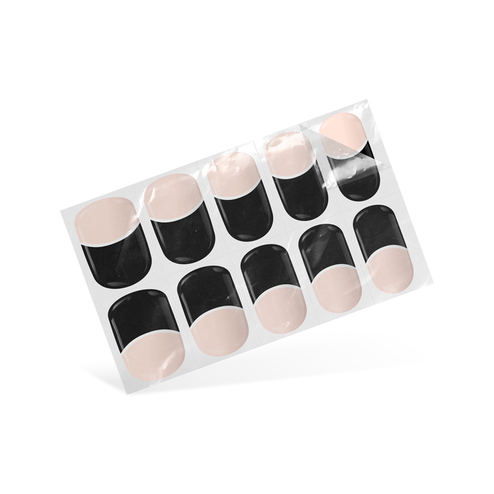 Adesivi per unghie semplici francese nero 24 pz.