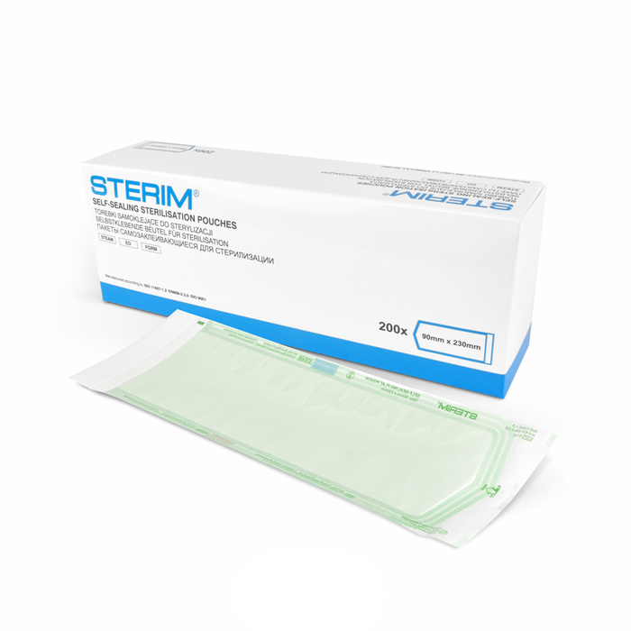 Buste per la sterilizzazione degli strumenti in autoclave 90x230 mm 200 pz.