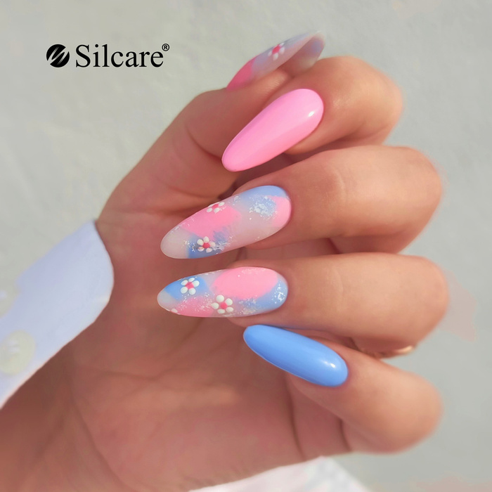 Pastel nails with floral accents