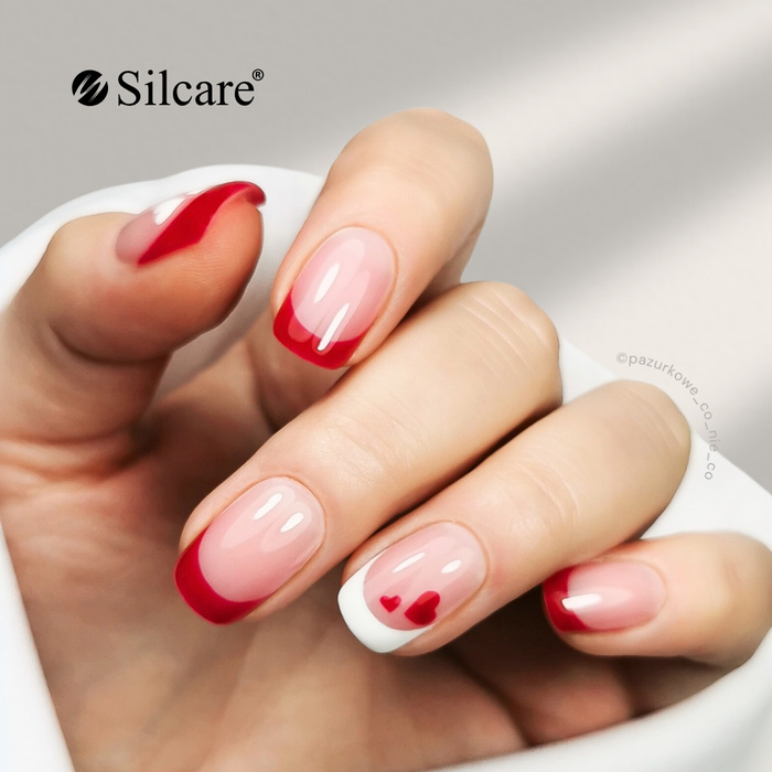 Modern French manicure with a Valentine's accent