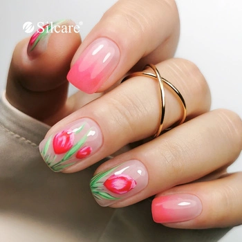 Tulipani sulle unghie - una manicure romantica con un tocco artistico