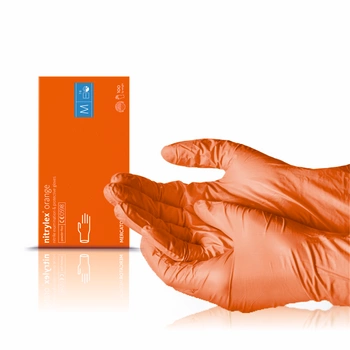 Guanti in nitrile Nitrylex Arancione M 100 pz.