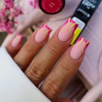Różowo-żółte paznokcie french - energetyczny manicure na każdą okazję